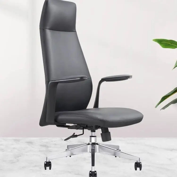 Luxury High-Back Leather Office Chair Lumbar Support Seat Height Adjustable 5-Star Base for Office Staff Conference Rooms Chairs — image 3