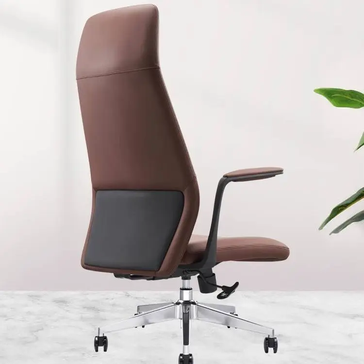 Luxury High-Back Leather Office Chair Lumbar Support Seat Height Adjustable 5-Star Base for Office Staff Conference Rooms Chairs — image 4