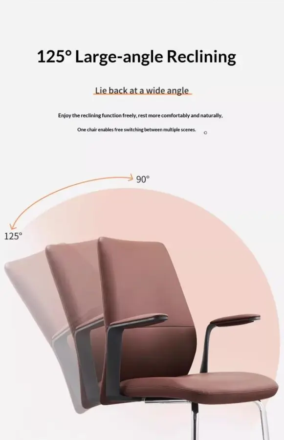 Luxury High-Back Leather Office Chair Lumbar Support Seat Height Adjustable 5-Star Base for Office Staff Conference Rooms Chairs — image 6