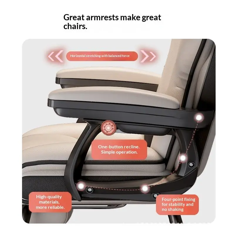 High Back Ergonomic Office Chair PU Leather Swivel Cooling Home Comfort Long Sitting Footrest Reclining Lumbar Support — image 5