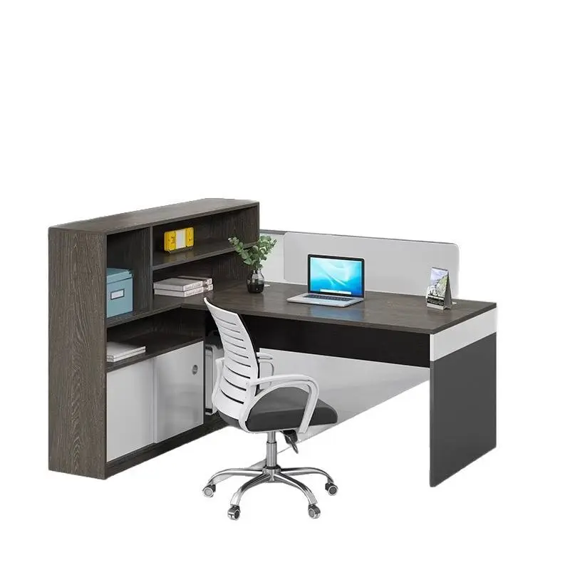 Simple Modern Wooden Finance Table Furniture Office Desk Chair Combination 2/3/4/6 Artificial Position Screen Card Holder manager's desk — image 6