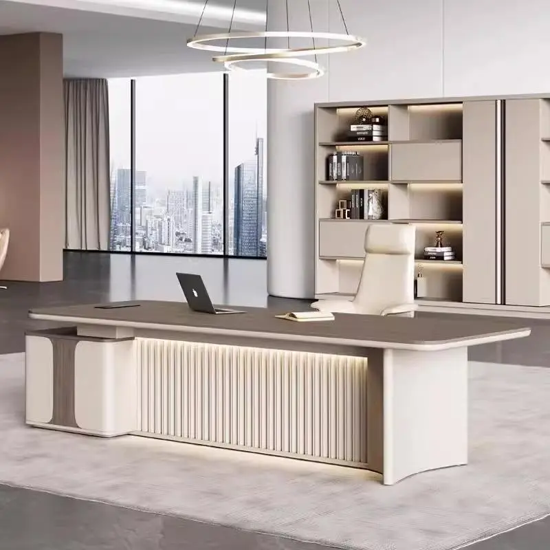 Customized Luxury Executive L-Shaped Office Desk for CEO Modern Design with Melamine Board Factory Price manager's desk — image 3