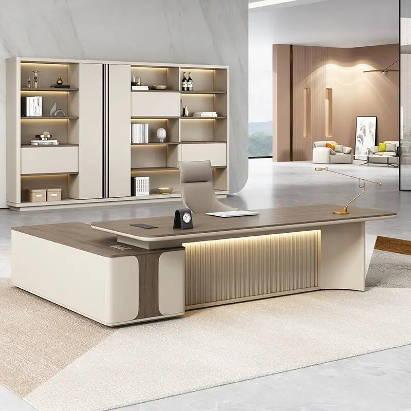 Customized Luxury Executive L-Shaped Office Desk for CEO Modern Design with Melamine Board Factory Price manager's desk — image 4
