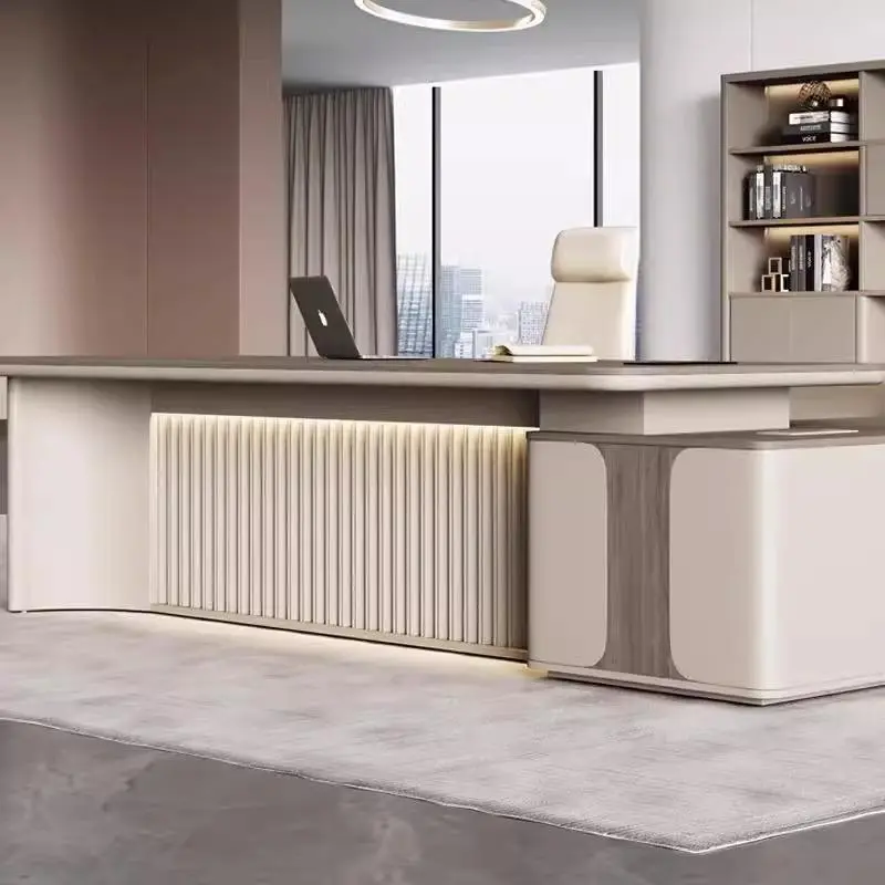 Customized Luxury Executive L-Shaped Office Desk for CEO Modern Design with Melamine Board Factory Price manager's desk — image 5