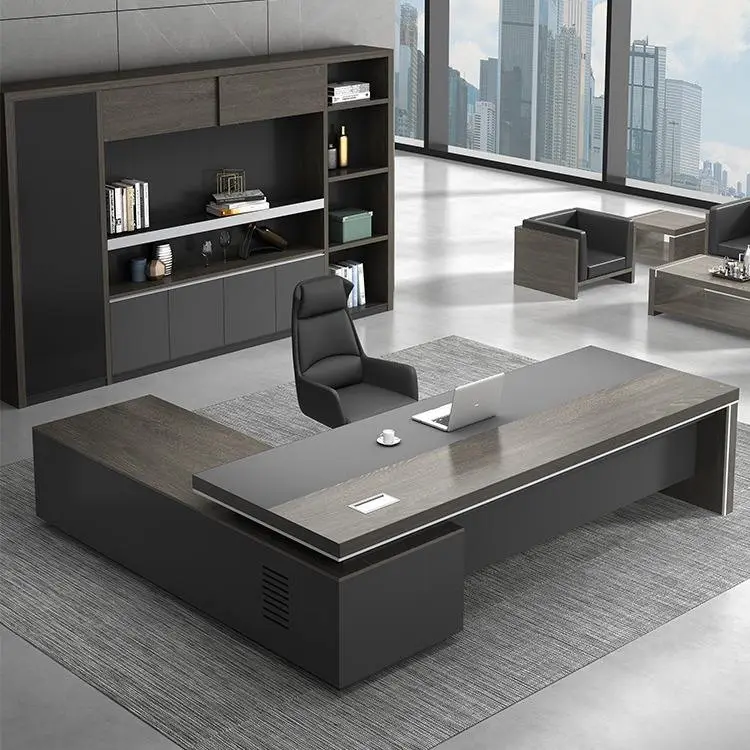 Boss Modern Executive Office Desk Set Minimalist Manager Furniture with Large Desk and Comfortable Chair for Bedroom Use manager's desk — image 3