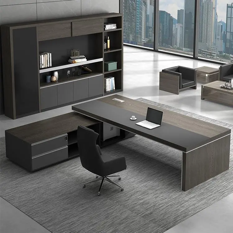 Boss Modern Executive Office Desk Set Minimalist Manager Furniture with Large Desk and Comfortable Chair for Bedroom Use manager's desk — image 4
