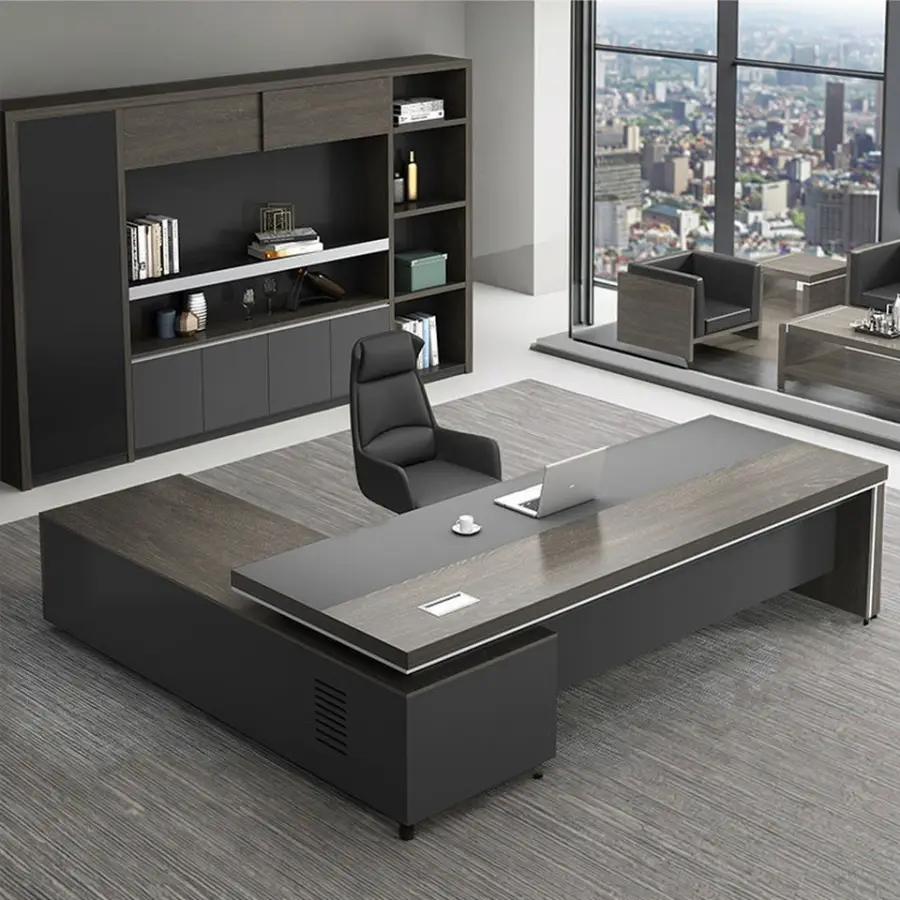 Boss Modern Executive Office Desk Set Minimalist Manager Furniture with Large Desk and Comfortable Chair for Bedroom Use manager's desk — image 5