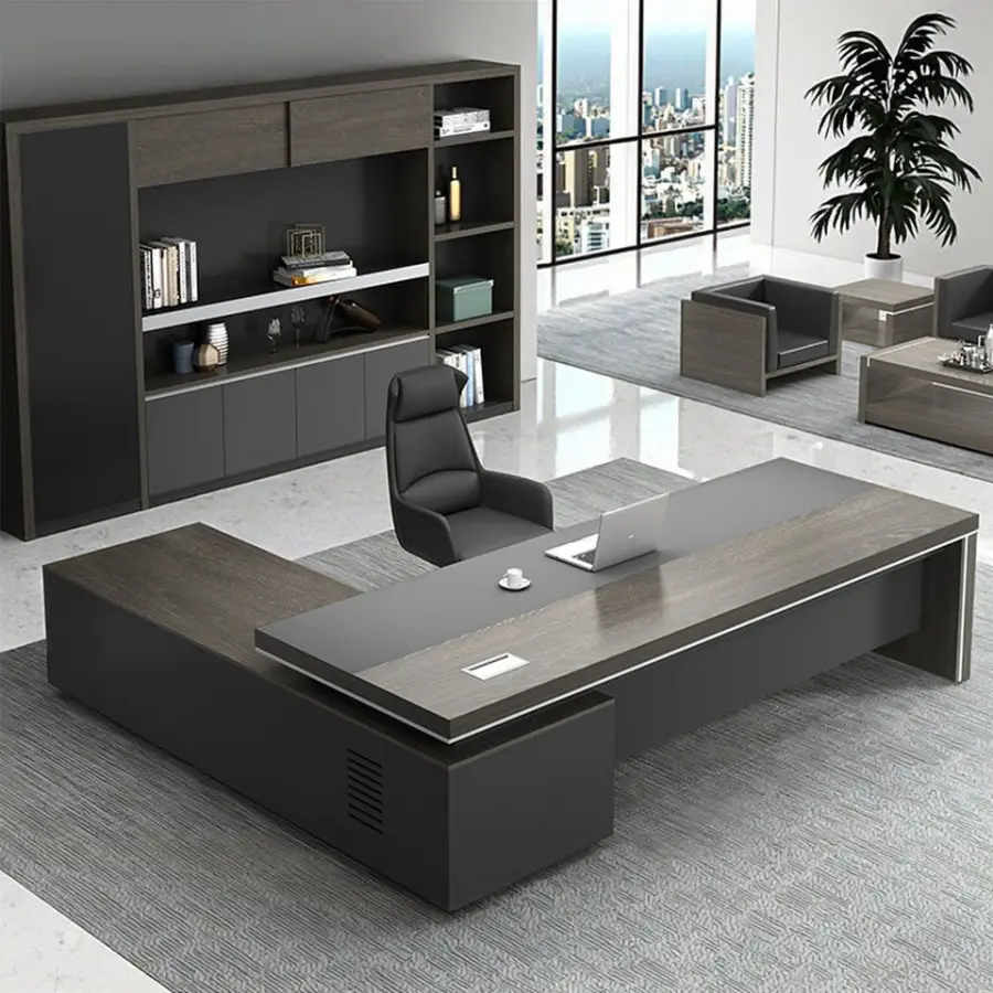 Boss Modern Executive Office Desk Set Minimalist Manager Furniture with Large Desk and Comfortable Chair for Bedroom Use manager's desk — image 6