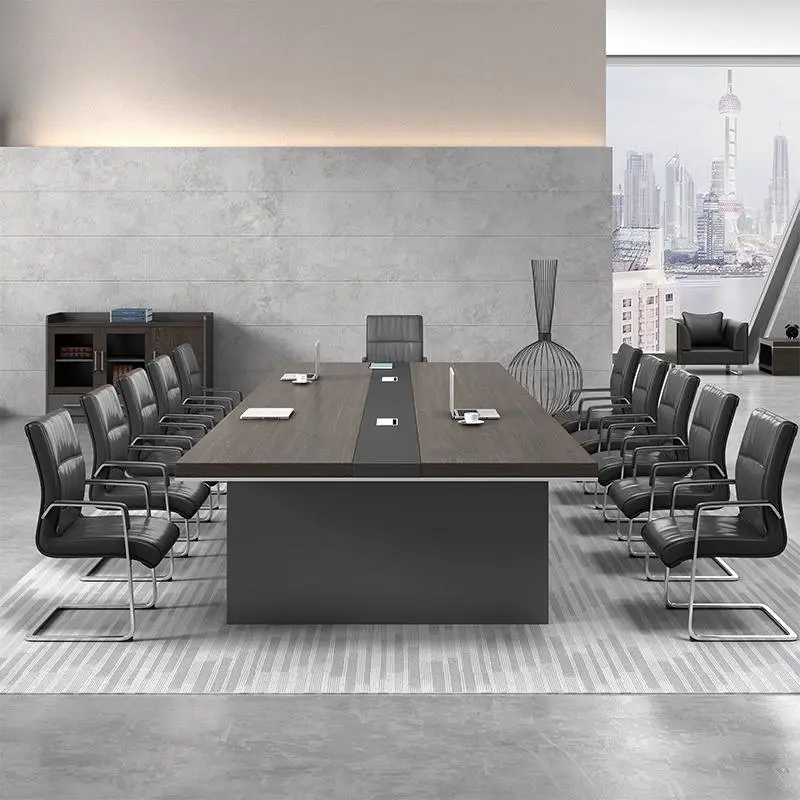 Solid Wood Large Rectangular Meeting Table Chair Office Reception Staff Negotiation Bar Plate for Manager's Desk Confere — view 3