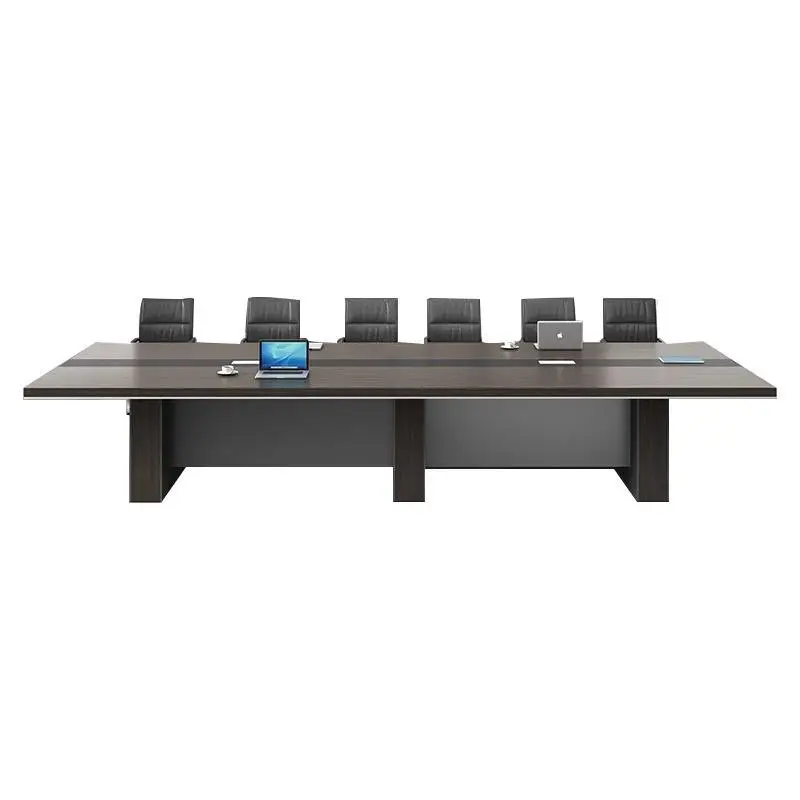 Solid Wood Large Rectangular Meeting Table Chair Office Reception Staff Negotiation Bar Plate for Manager's Desk Confere — view 5
