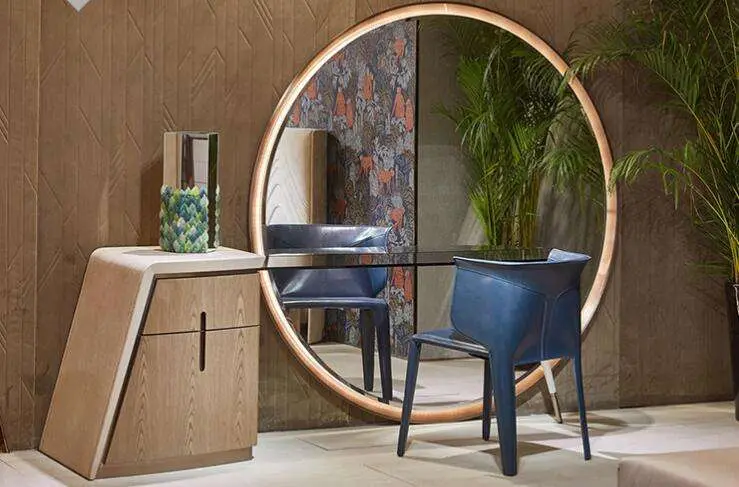 Simple Home Furniture Luxury Modern Bedroom Makeup Table With Big Round Mirror Unique Dressing Vanity Table With Drawer — image 4