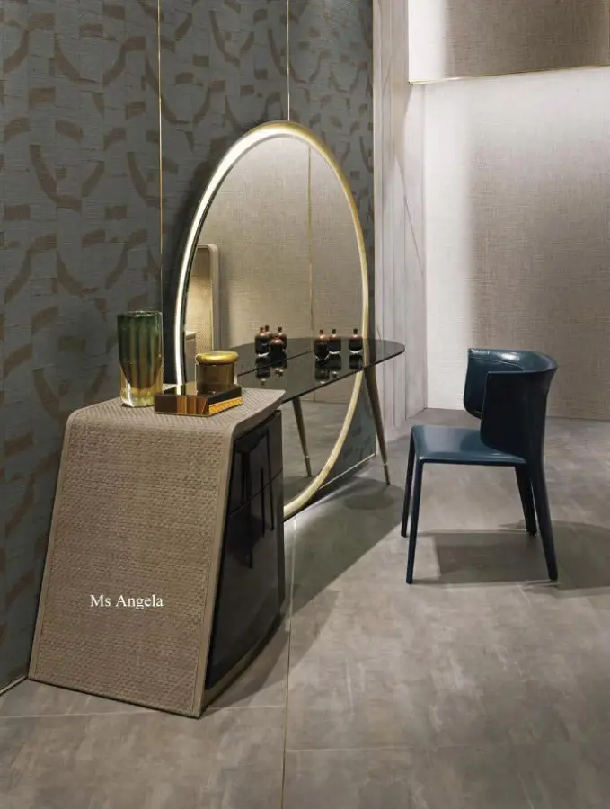 Simple Home Furniture Luxury Modern Bedroom Makeup Table With Big Round Mirror Unique Dressing Vanity Table With Drawer — image 7