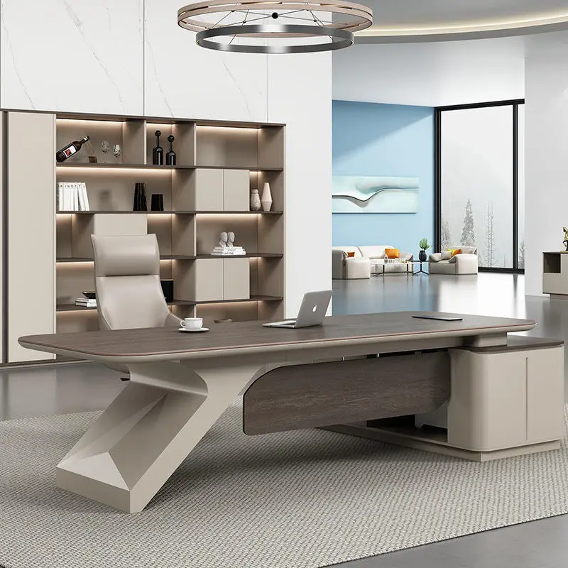 Modern Large CEO Desk Chair Set for Home Office Convertible Modular Features Painted MDF Computer Desk Manager's Desk — view 1