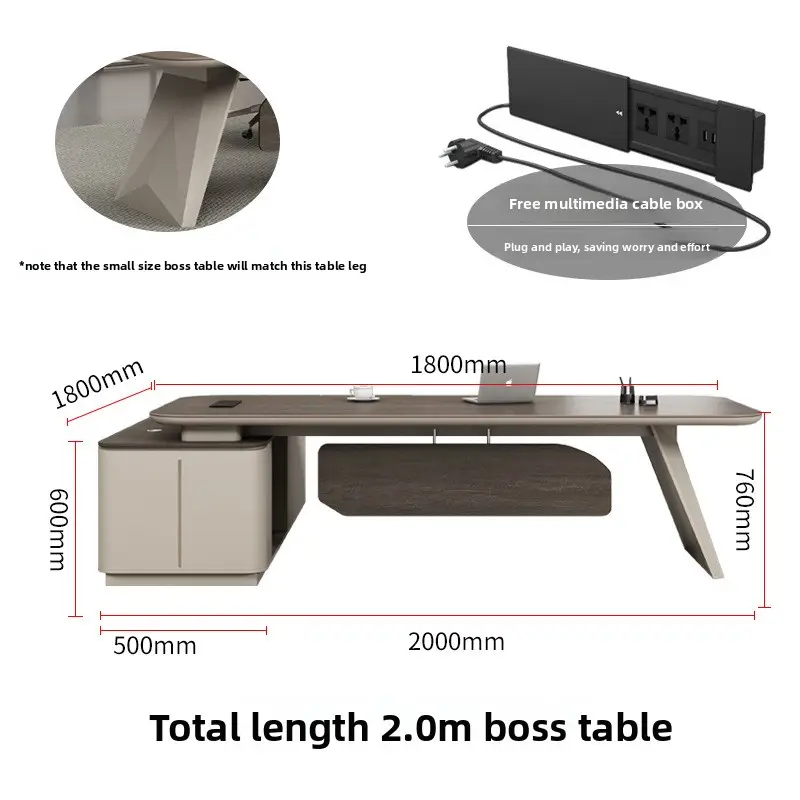 Modern Large CEO Desk Chair Set for Home Office Convertible Modular Features Painted MDF Computer Desk Manager's Desk — image 6