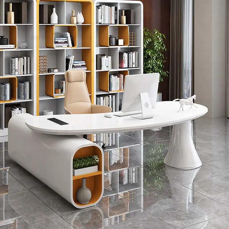 Modern Luxury CEO Desk with Creative Design Customizable Colors Fashionable Office Furniture Made of MDF — image 3