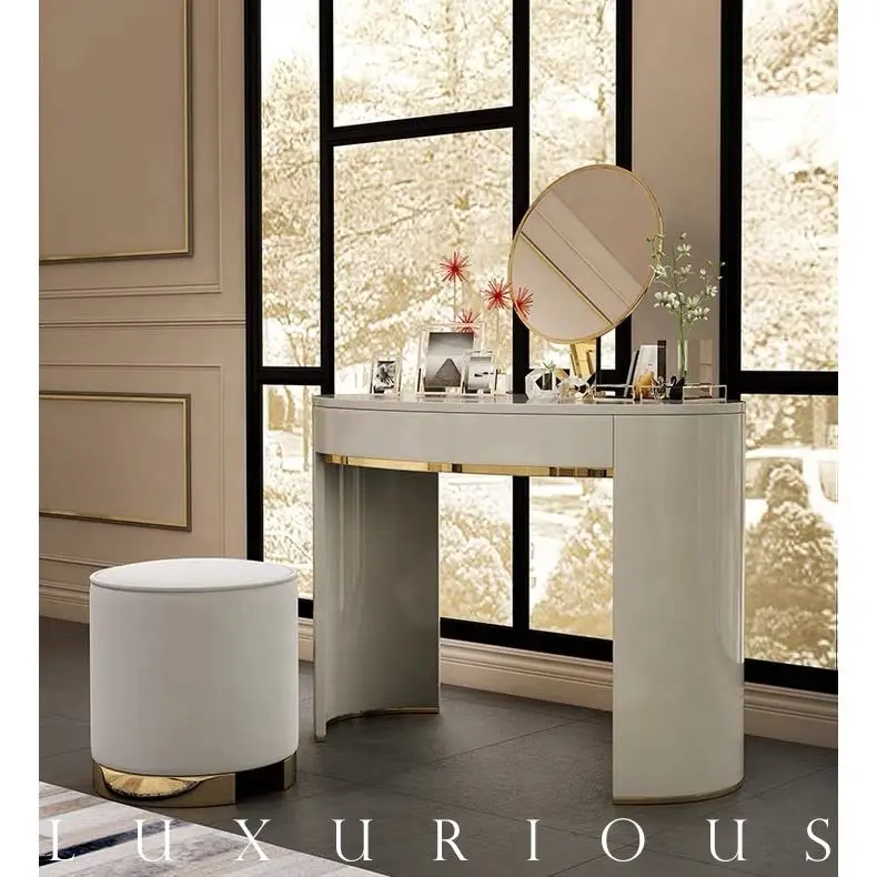 Italian Light Luxury Modern Dressing Table Bedroom Simple Dressing Mirror Dressing Storage Table — view 1
