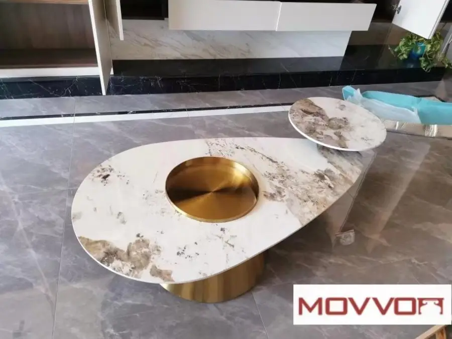 Luxury Round Ceramic Top Coffee Table with New Marble Design Rock Plate Home Furniture for Living Room — image 4