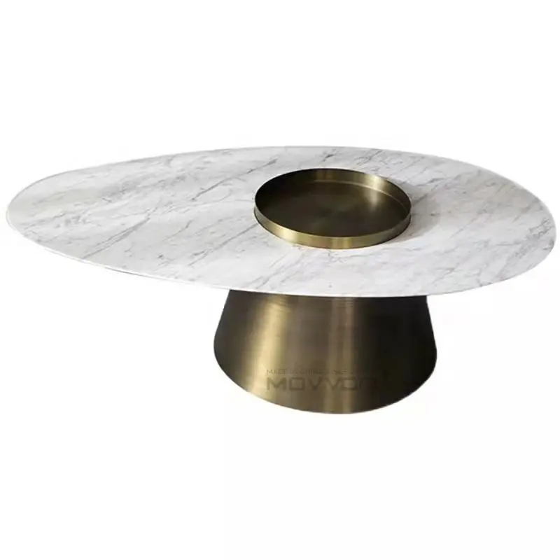 Luxury Round Ceramic Top Coffee Table with New Marble Design Rock Plate Home Furniture for Living Room — image 6