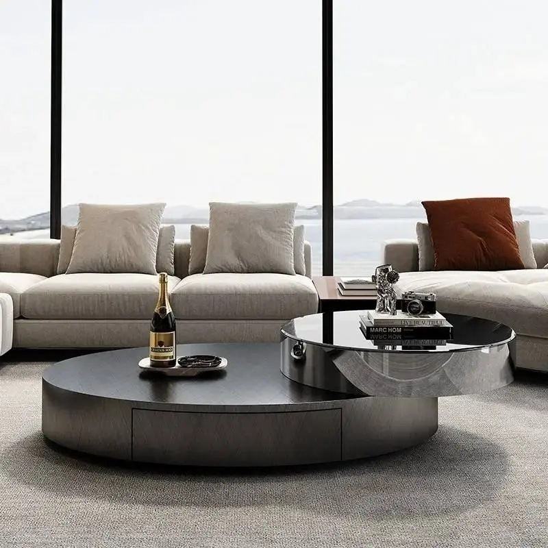 Light Luxury Rotating Metal Coffee Table Set for Living Room Small Apartment Modern No Assembly Required — image 3