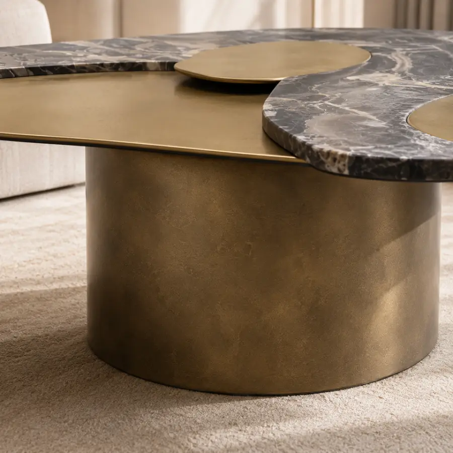 Custom Modern Design Marble Table Triangle Shaped Irregular Stainless Steel Frame for Home Hotel Luxury Villa Coffee Table Base — image 3