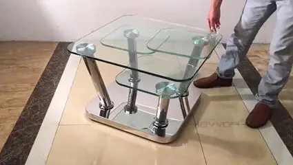 Modern Style Home Goods Coffee Table Stainless Steel and 4 Tempered Glass 12mm Top with Full Motion for Living Room Furniture — image 3