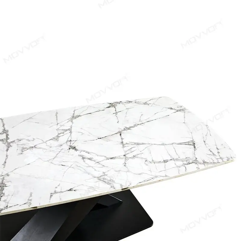 Movvon Italian Modern Minimalist Contemporary Coffee Table Light Luxury Design Stainless Steel Marble Top Home Bedroom Farmhouse — image 4