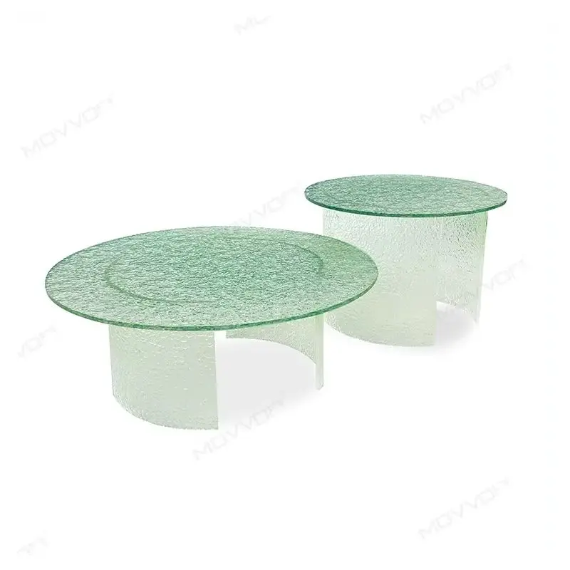 Modern Minimalist Ripple Coffee Table Transparent Acrylic and Glass Design for Living Rooms — image 3