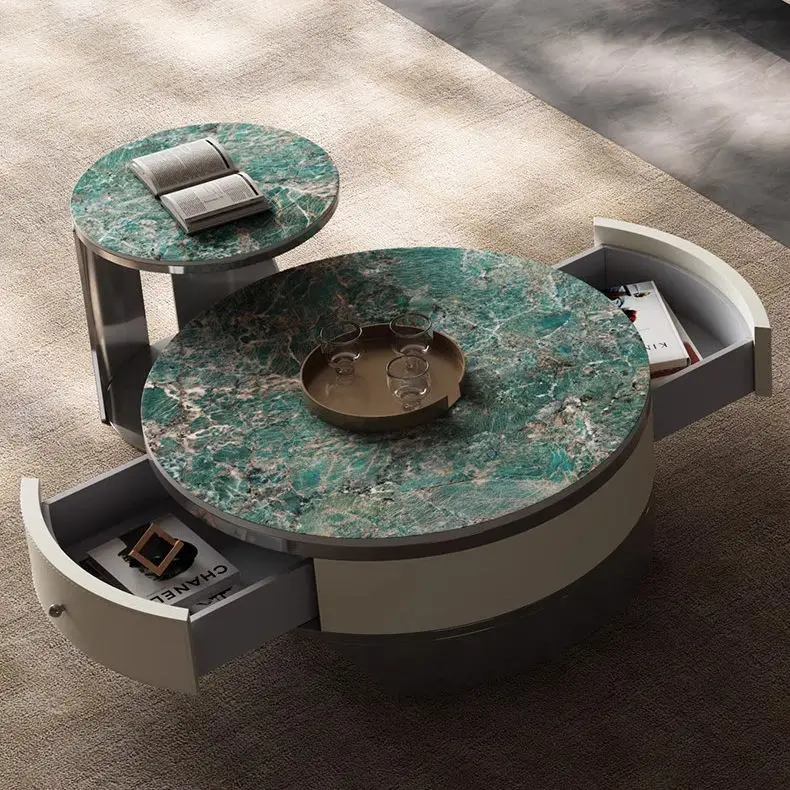 Light Luxury Rock Board Modern Style High-grade Coffee Table Oval Combination Italian High-end Minimalist Coffee Table — view 1