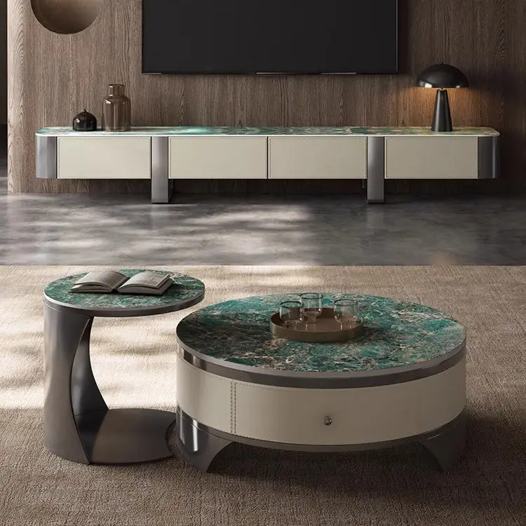 Light Luxury Rock Board Modern Style High-grade Coffee Table Oval Combination Italian High-end Minimalist Coffee Table — image 4