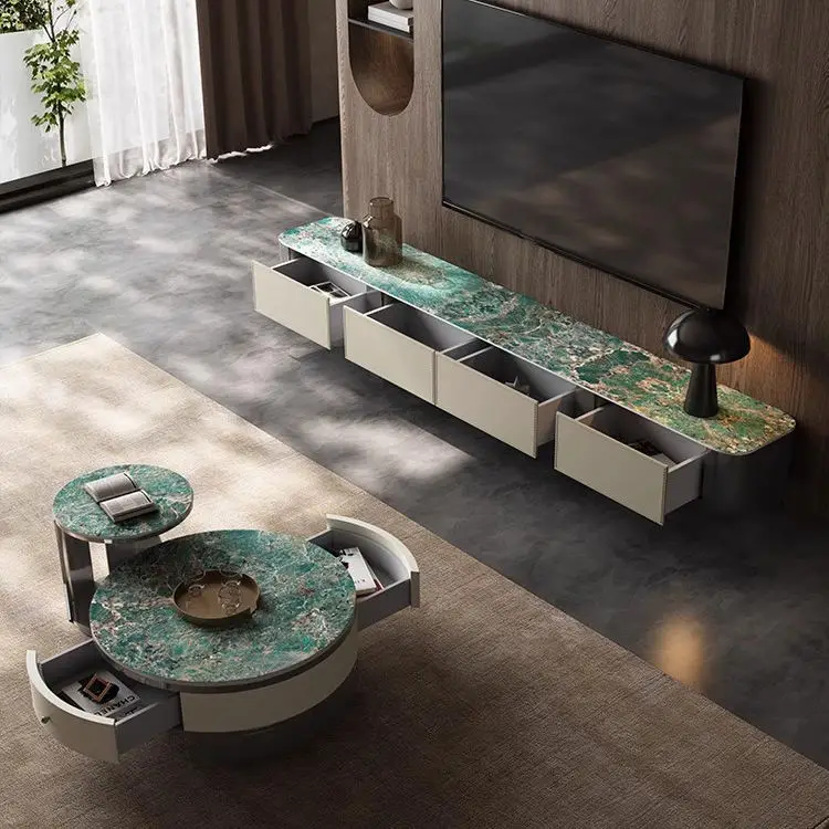 Light Luxury Rock Board Modern Style High-grade Coffee Table Oval Combination Italian High-end Minimalist Coffee Table — image 5
