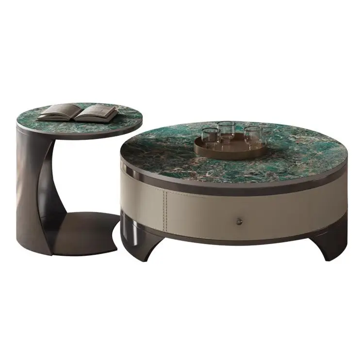 Light Luxury Rock Board Modern Style High-grade Coffee Table Oval Combination Italian High-end Minimalist Coffee Table — image 6