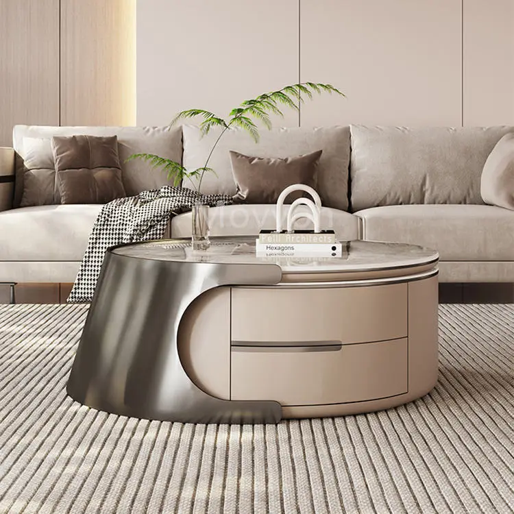 Living Room Coffee Table Marble Coffee Table Oval Coffee Table Set — image 3