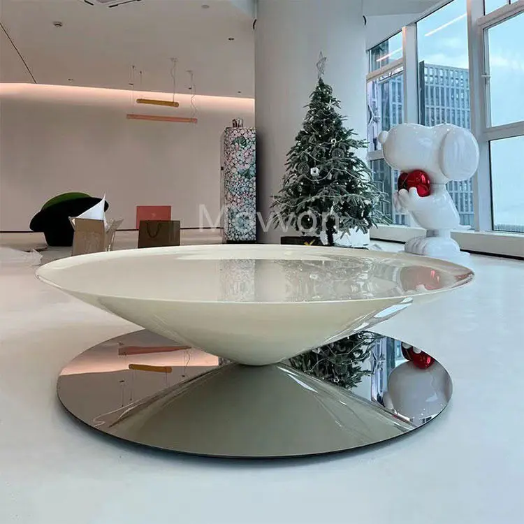 Luxury Marble Coffee Table Living Room Home Designer High-end Stainless Steel Round Coffee Table — image 3