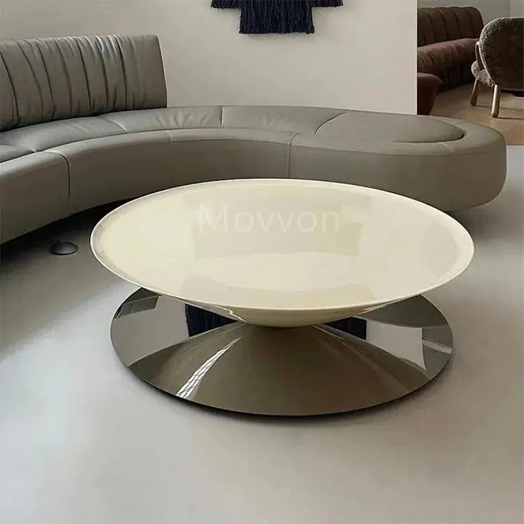 Luxury Marble Coffee Table Living Room Home Designer High-end Stainless Steel Round Coffee Table — image 5