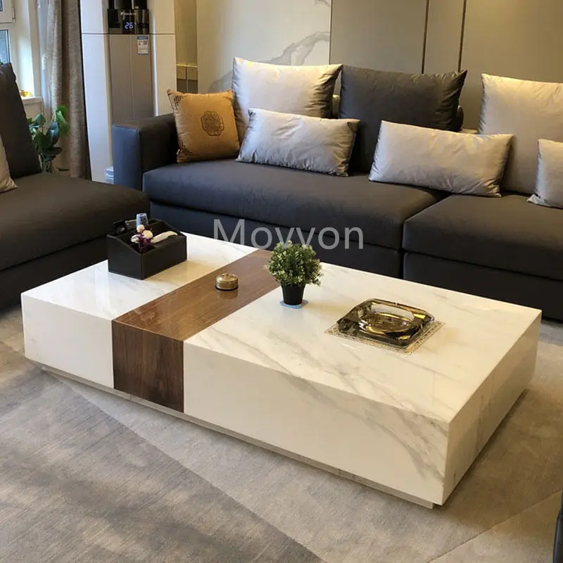 Italian Luxury Designer Model Rectangular Tea Table Natural Marble for Modern Home Furniture for Living Room or Villa — image 3