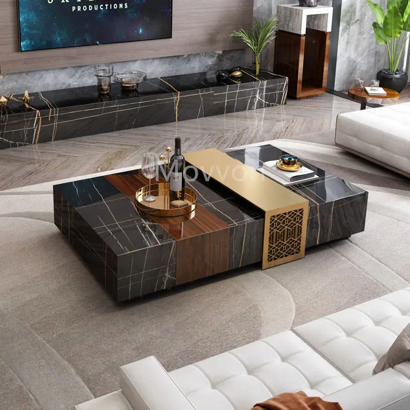 Italian Luxury Designer Model Rectangular Tea Table Natural Marble for Modern Home Furniture for Living Room or Villa — image 4