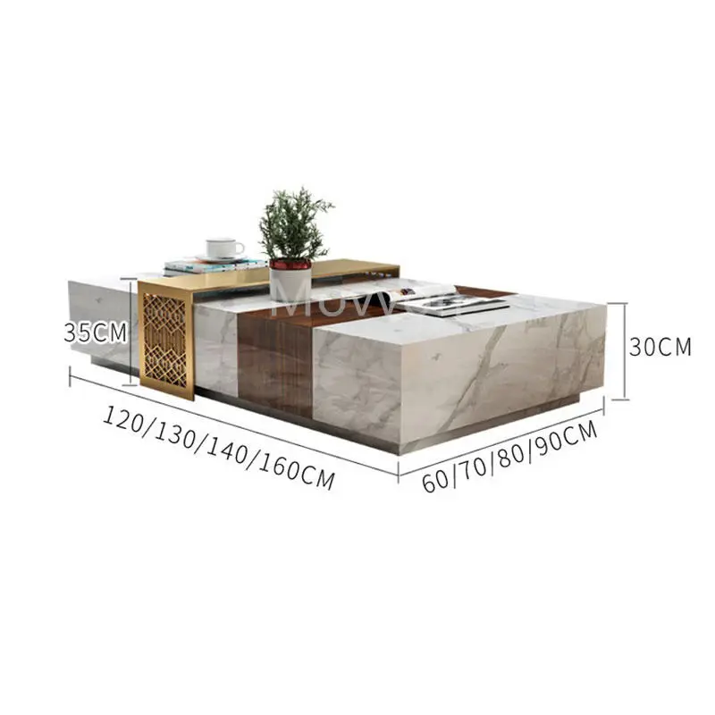 Italian Luxury Designer Model Rectangular Tea Table Natural Marble for Modern Home Furniture for Living Room or Villa — image 6
