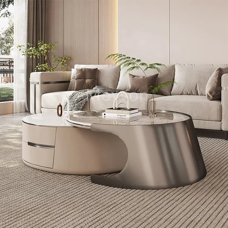 Customized Living Room Furniture Coffee Table Gold Marble Coffee Table Luxury — view 4
