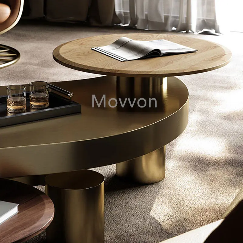 Luxury Style Gold Black Steel Coffee Table Set New Design Living Room Sofa Center Tables Home Decorative Furniture — image 4
