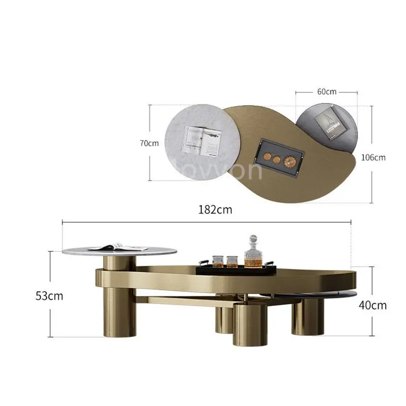 Luxury Style Gold Black Steel Coffee Table Set New Design Living Room Sofa Center Tables Home Decorative Furniture — image 7