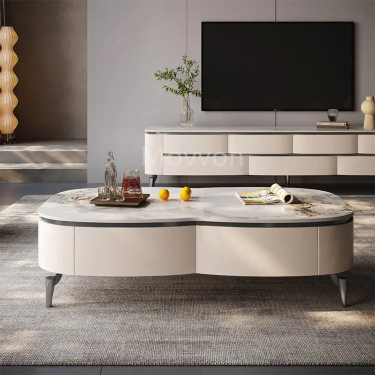 Wholesale China Manufacturer Modern Luxury Top Golden Stainless Steel Base Coffee Table — view 1