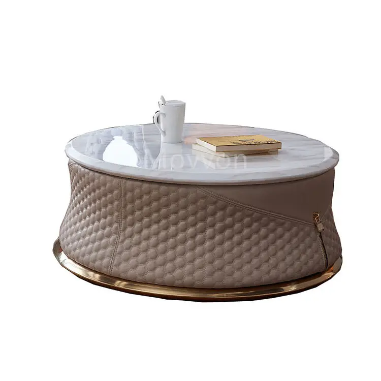 White Color Gold Base Creative Nordic Affordable Luxury White Marble Top Coffee Tables Fancy Marble Side Table — view 1