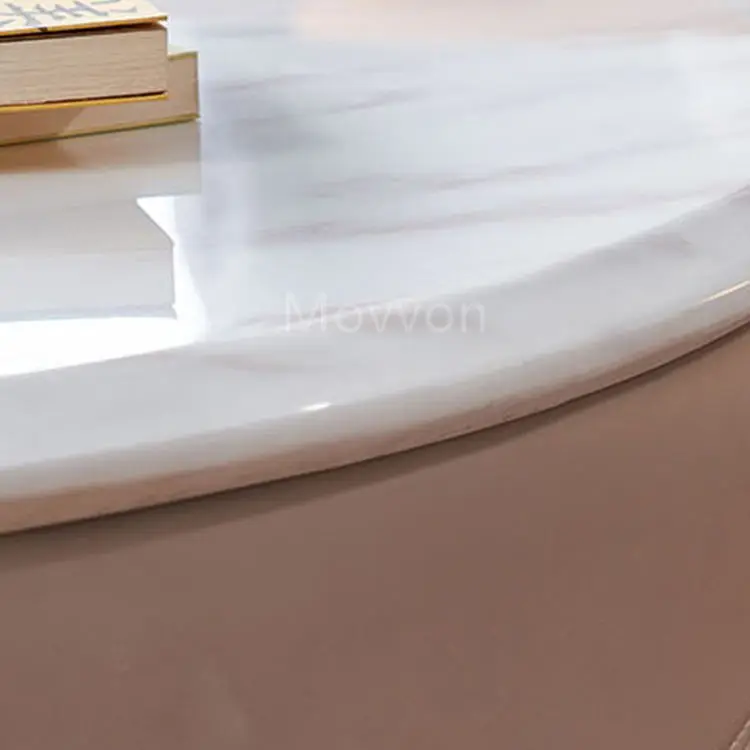 White Color Gold Base Creative Nordic Affordable Luxury White Marble Top Coffee Tables Fancy Marble Side Table — image 4