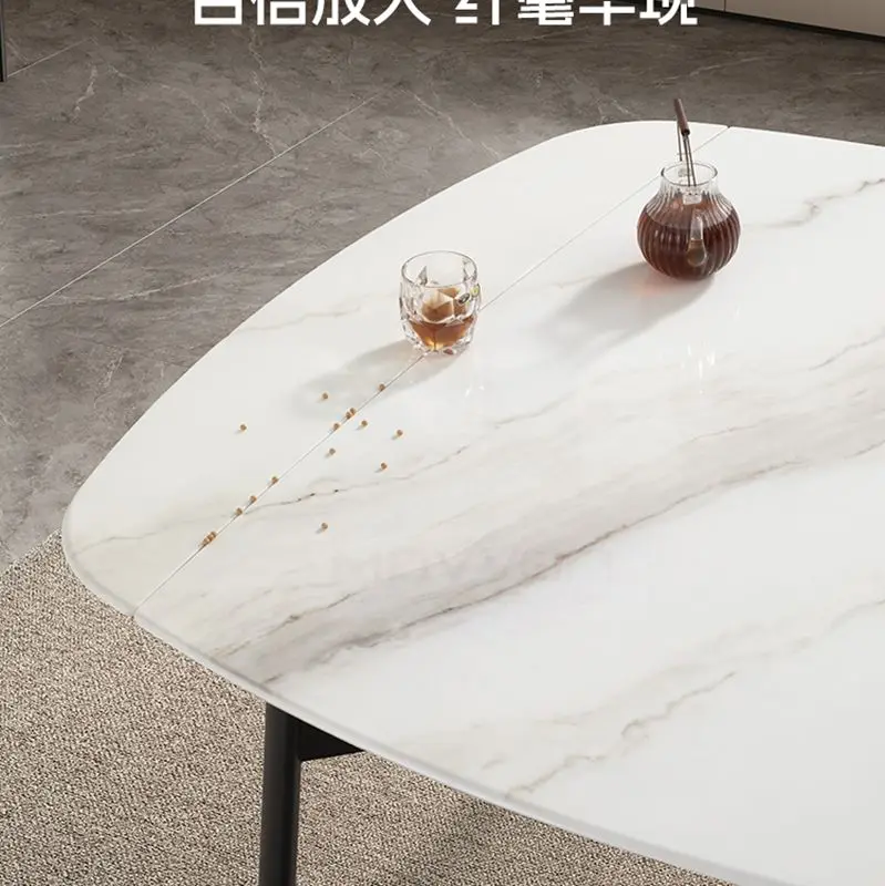 Modern Rectangular Marble Wooden Rock Plate Table for Small Family Dining Home Furniture for Apartment Courtyard or Home Bar — image 3
