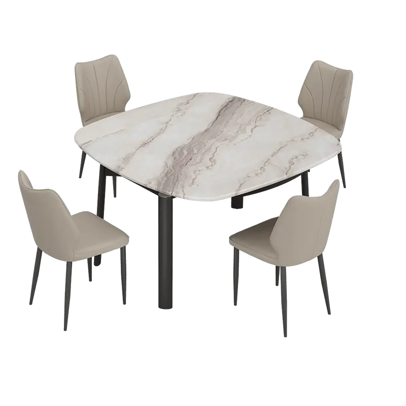 Modern Rectangular Marble Wooden Rock Plate Table for Small Family Dining Home Furniture for Apartment Courtyard or Home Bar — image 5