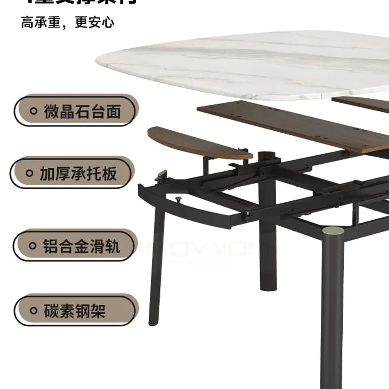 Modern Rectangular Marble Wooden Rock Plate Table for Small Family Dining Home Furniture for Apartment Courtyard or Home Bar — image 6