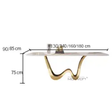 Luxury Extendable Gold Dining Table Set Ceramic Stainless Steel Glass Coffee Table Centre Table Living Room Luxury Furniture — image 6