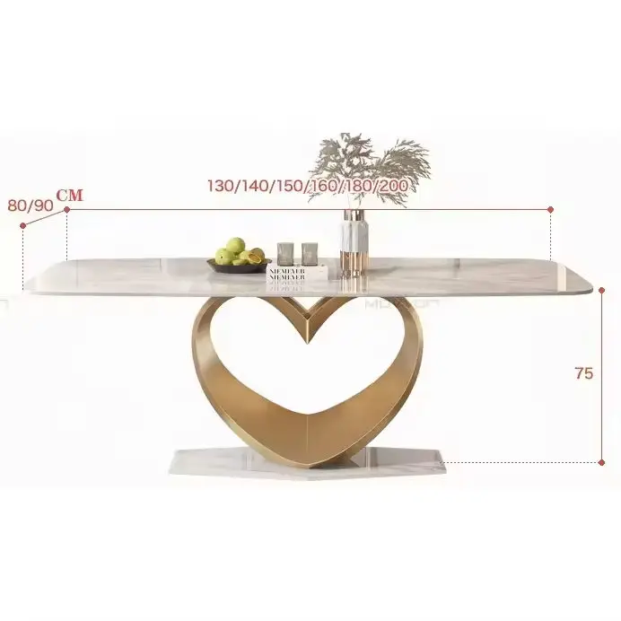 Lightweight Deluxe Stainless Steel Modern Furniture Diner Table Set with Stone Top — image 6