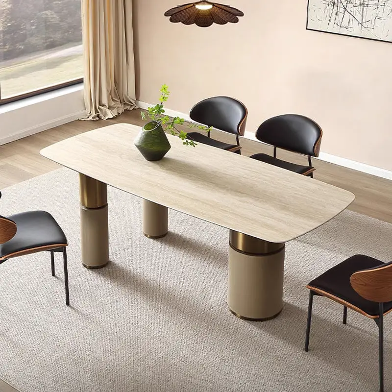 Italian Luxury Design Modern Dining Room Set Nordic Style with Adjustable Marble Top Dining Table Home Furniture — image 2