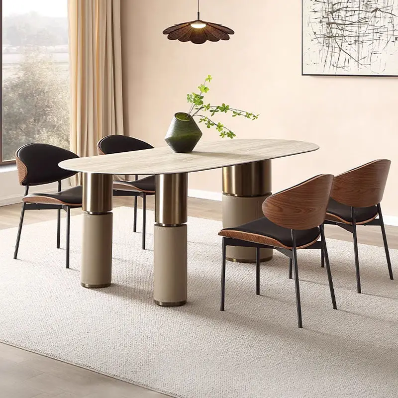 Italian Luxury Design Modern Dining Room Set Nordic Style with Adjustable Marble Top Dining Table Home Furniture — image 3